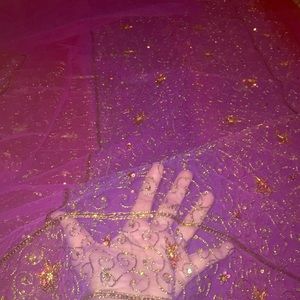Beautiful shaded (Pink to purple) net sequin saree